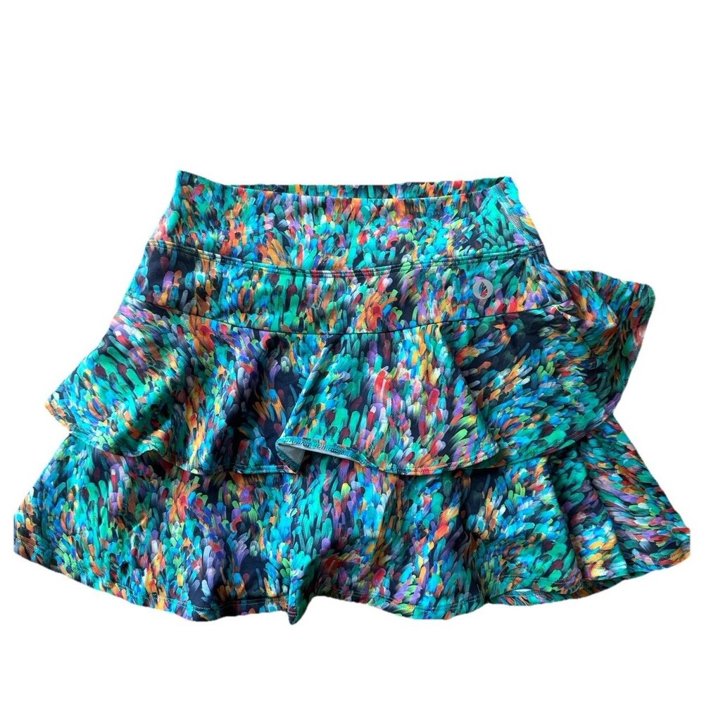 DonaJo Skort Size 1 Small Watercolor Print Tiered Ruffle Shorts‎ Pickleball